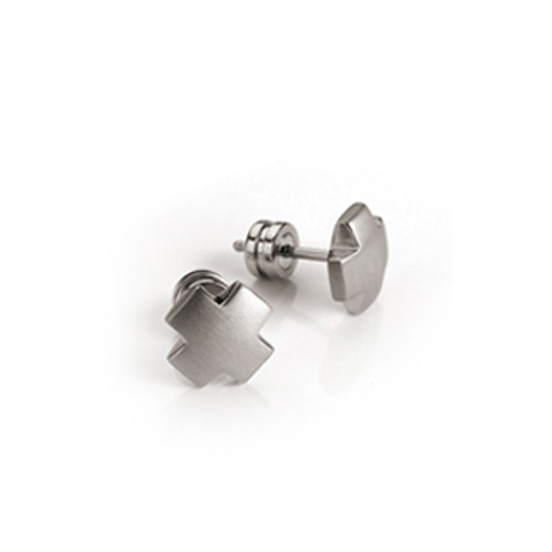 Boccia Titanium Cross Studs - Plain - 506-01 - Click Image to Close